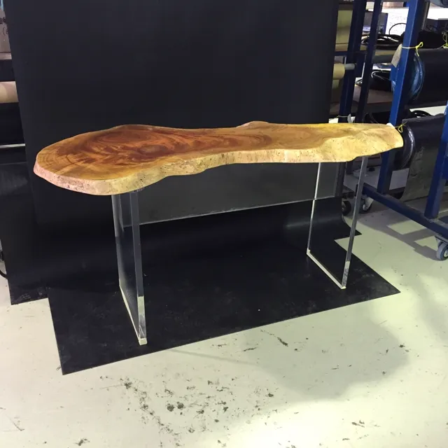 25mm clear acrylic table legs — custom furniture fabrication