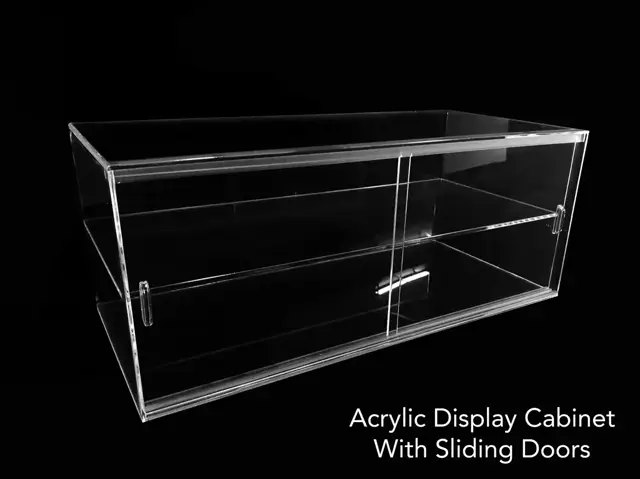 Acrylic display cabinet with sliding doors
