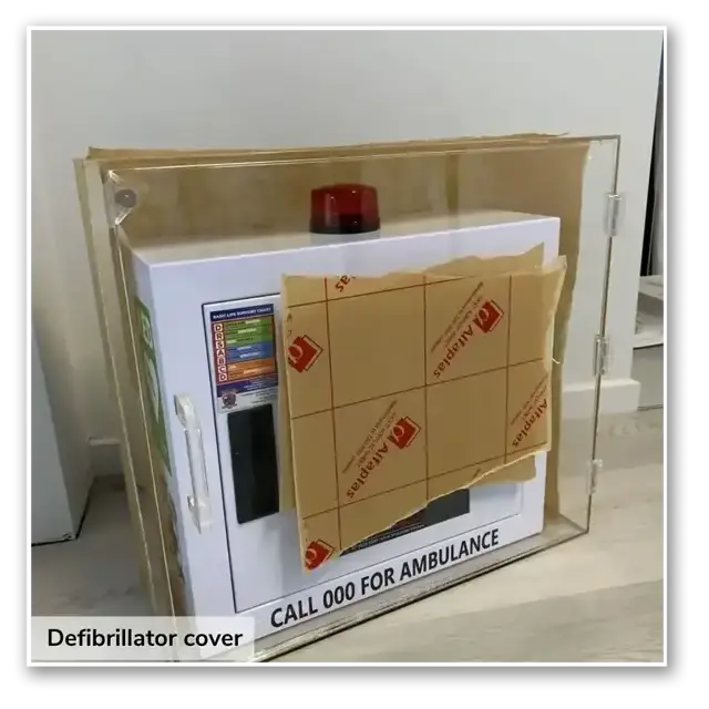 Custom acrylic defibrillator cover