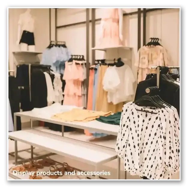 Retail accessories displayed on acrylic fixtures