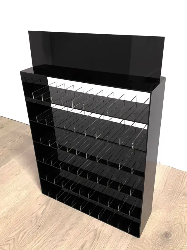 Custom black acrylic display stand prototype