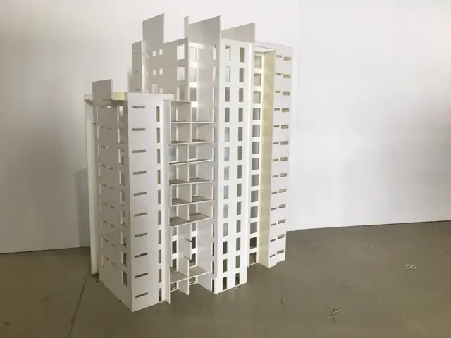 Scale model high-rise in custom perspex