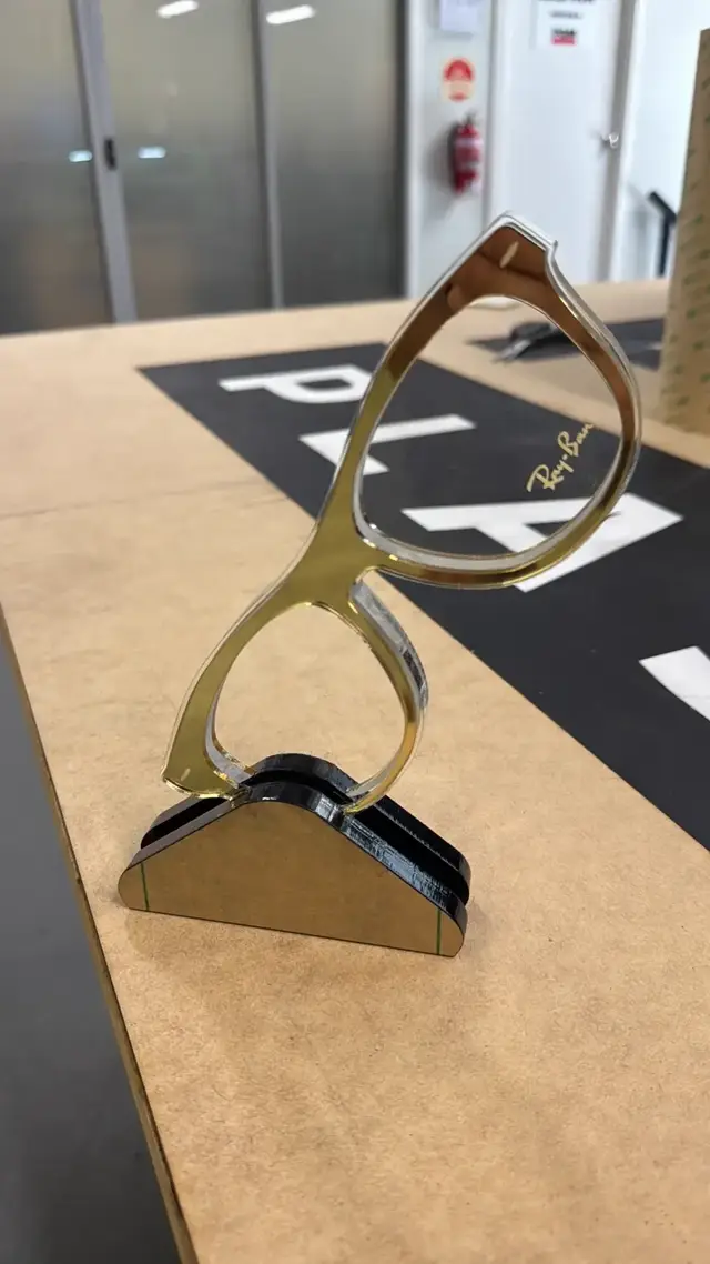 Ray-Ban branded acrylic trophy — front view