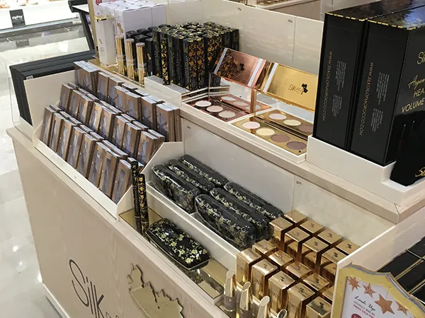 Custom retail display kiosk for cosmetics