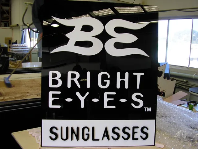 Vacuum formed Bright Eyes Sunglasses retail signage