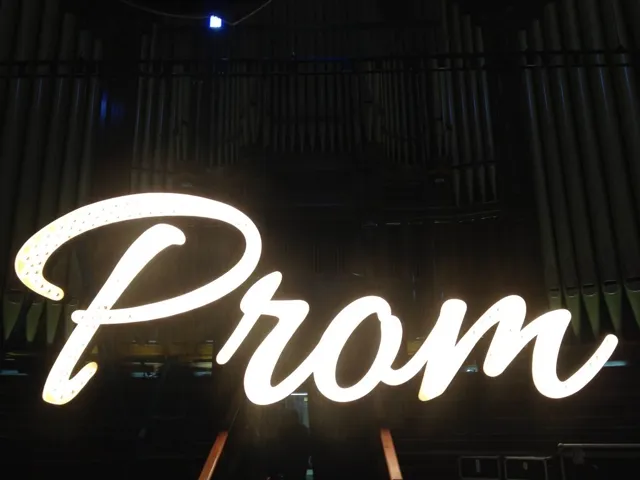 Vacuum formed illuminated 'Prom' lettering sign