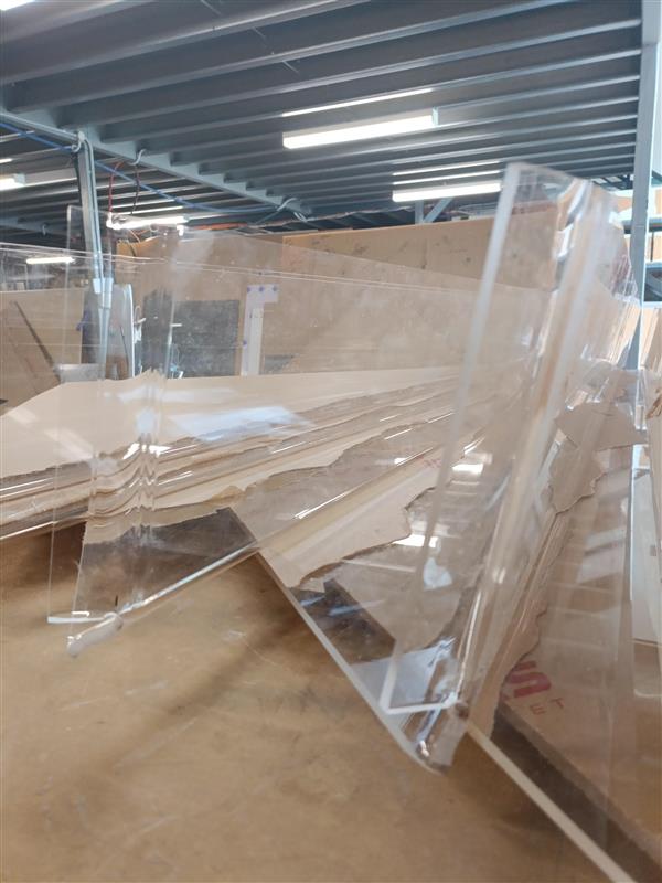 Clear acrylic thermoformed and bent pieces