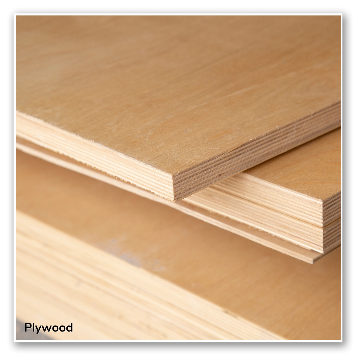 Plywood sheets stacked in stock