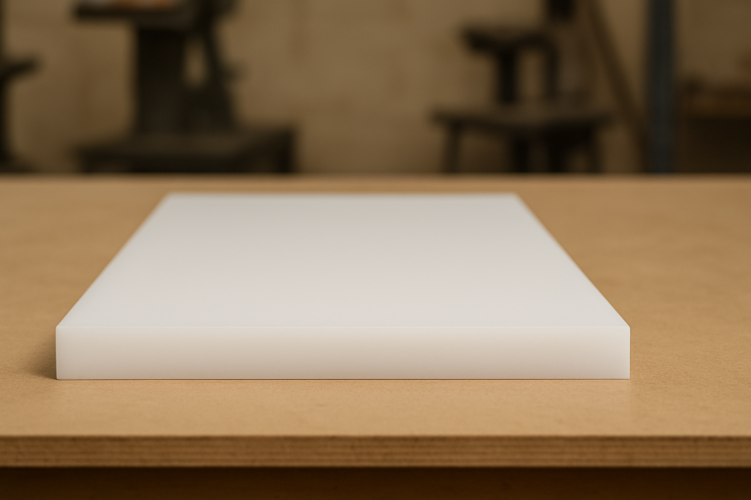 Acetal / Delrin on workshop bench - P&M Plastics Gold Coast