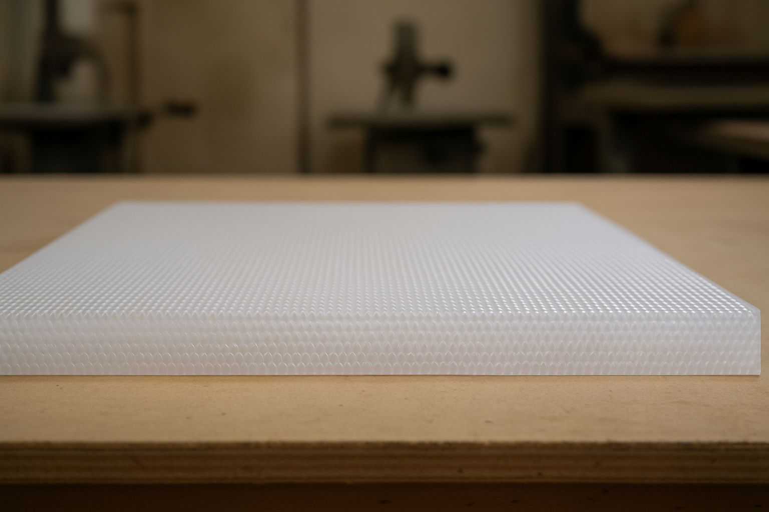 Prismatic Sheet on workshop bench - P&M Plastics Gold Coast