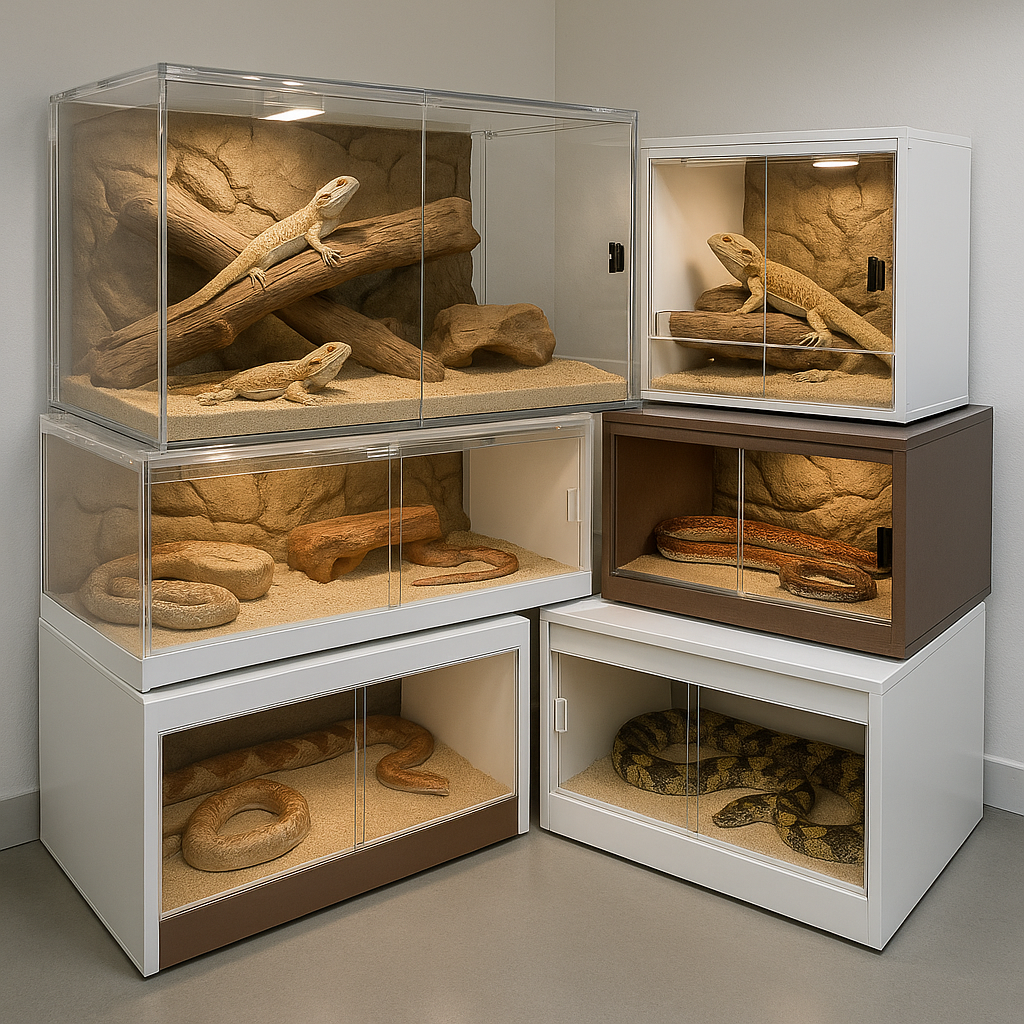Custom Reptile Enclosures in use — custom plastic fabrication by P&M Plastics